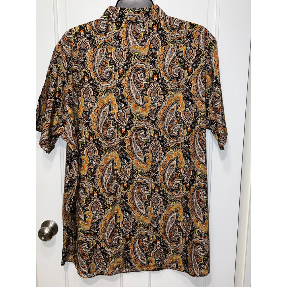 NEW Cremieux Premium Denim Mens 3XT Paisley Stretch Button Shirt Orange Black - Picture 5 of 5